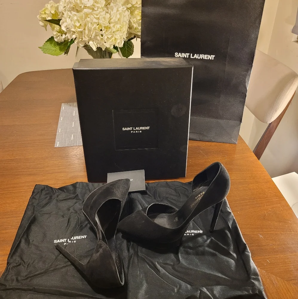 Saint Laurent black suede stiletto, size 7.5 - Picture 1 of 13